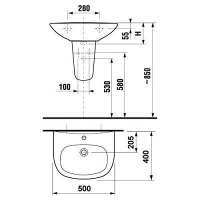 Раковина настенная Jika - Zeta 50x40 (103900001049)