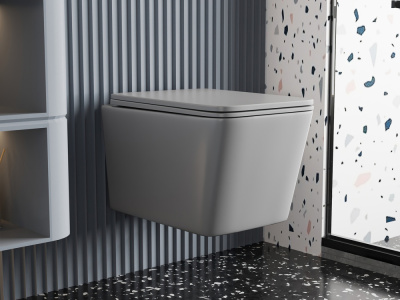 Унитаз ABBER Rechteck подвесной серый матовый, безободковый (AC1201MG)