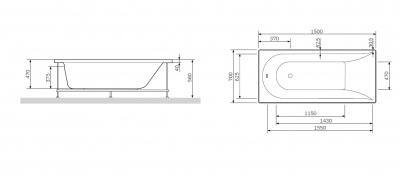 Ванна акриловая 150x70, AM.PM Spirit (W72A-150-070W-A2)