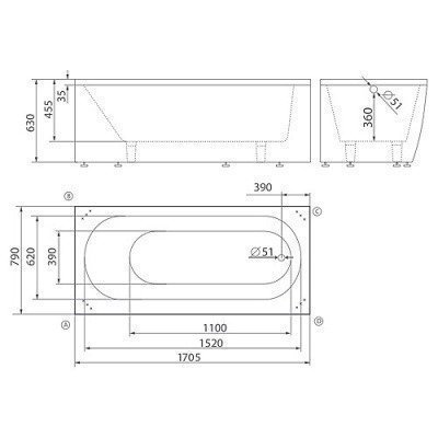 Ванна из литьевого мрамора Esse - Borneo 170x79