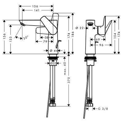 Смеситель для раковины Hansgrohe - Talis E (71754000) Смеситель для раковины Hansgrohe - Talis E (71754000)