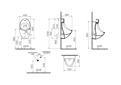 Писсуар Arkitekt с сенсорным смывом, питание от сети (4106B003-5598) Писсуар Arkitekt с сенсорным смывом, питание от сети (4106B003-5598)