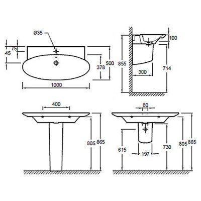 Раковина Jacob Delafon - Presquile 100x50 (E4436-00)