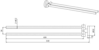 Полотенцедержатель двойной AQUATEK, матовый черный ВЕГА (AQ4013MB)