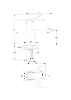 Смеситель Cersanit для раковины MODUO (64094)