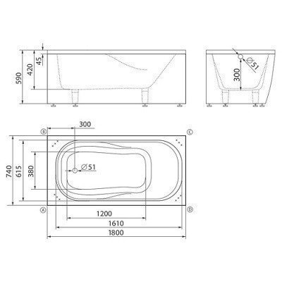 Ванна из литьевого мрамора Esse - Haiti 180x74