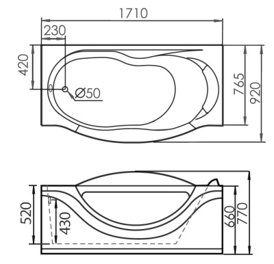 Акриловая ванна Gemy (G9072 K L)