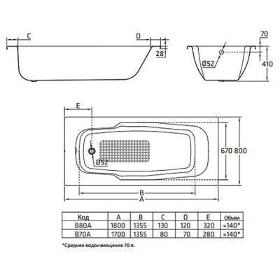 Ванна стальная BLB - Atlantica 180x80 (B80АS2001)