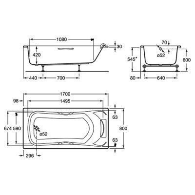 Ванна акриловая Roca - BeCool 170x80 (ZRU9302852) Ванна акриловая Roca - BeCool 170x80 (ZRU9302852)