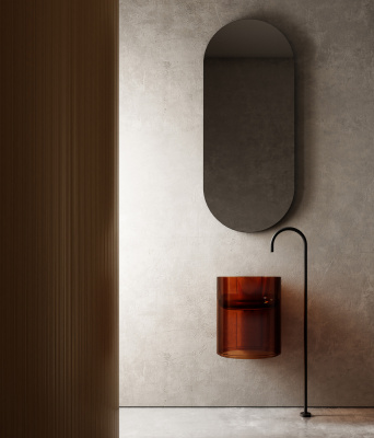 Раковина подвесная прозрачная ABBER Kristall коричневая (AT2704Opal)