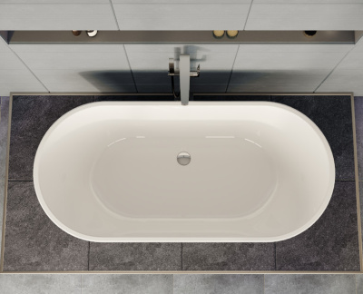 Ванна Vitra Geo 170x80 отдельностоящая+ножки+скрытый сифон (65370006000)