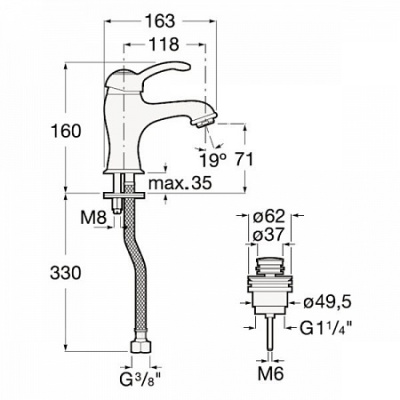 Смеситель для раковины Roca - Carmen (5A314BC00)