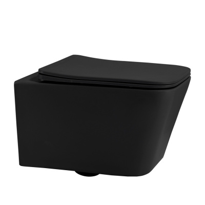 Унитаз ABBER Rechteck подвесной черный матовый, безободковый (AC1201MB)