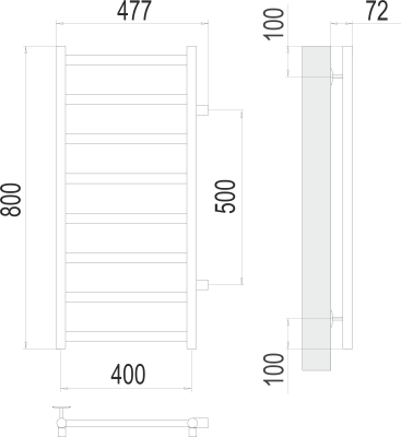 Водяной полотенцесушитель Terminus Аврора П8 400х800 бп500 (4670078529909)