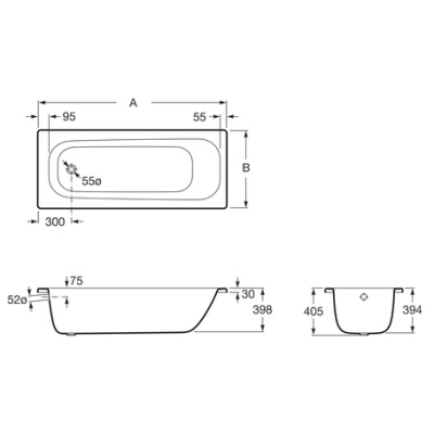 Ванна Roca Contesa Plus 170x70 3,5мм, anti-slip (237760000)
