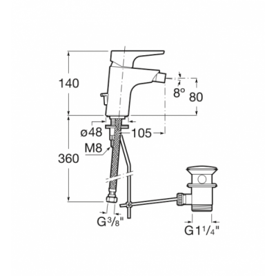 Смеситель для биде Roca - Atlas (5A6090C0M)