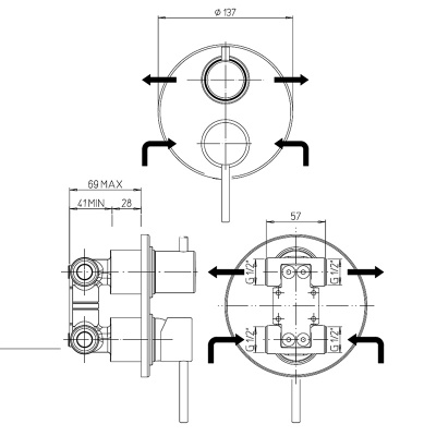 Смеситель для душа Paini Cox (78PZ6911) Смеситель для душа Paini Cox (78PZ6911)