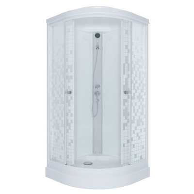 Душевая кабина Тритон Стандарт 90*90 А 1/4 круга, низ. подд., Аква, Мозаика, Белый, ДН4 (7 мест+сифон D90мм) (Щ0000027237)