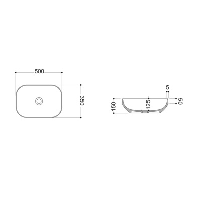 Раковина накладная AXA Decus прямоугольная 500х350хh150мм., белый матовый (8520012)