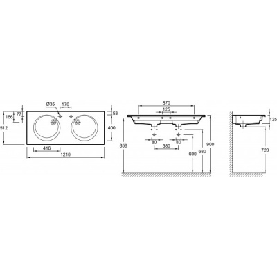 Раковина Jacob Delafon - Odeon Rive Gauche 120 см (EXAT112-Z-00) Раковина Jacob Delafon - Odeon Rive Gauche 120 см (EXAT112-Z-00)