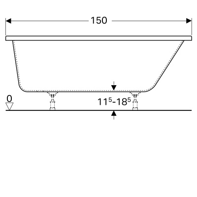 Ванна асимметричная угловая 150x100 Geberit Renova (657340000)