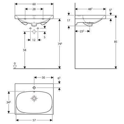 Раковина встраиваемая Geberit - Acanto 60x48 (500.620.01.2)