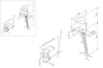 Смеситель для умывальника с донным клапаном, излив 105 мм AM.PM Like (F8082116)