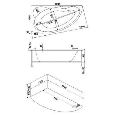 Ванна акриловая BAS - Лагуна 170x110 Левая (В 00019)