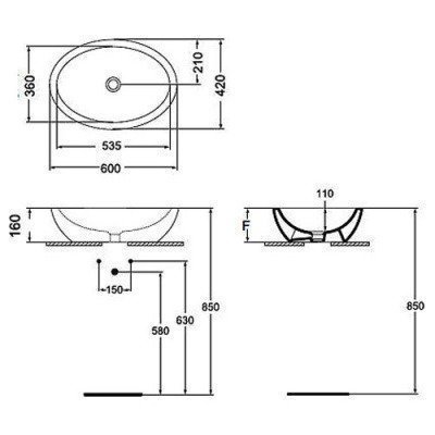 Раковина накладная Ideal Standard - Strada 60x42 (K078401)