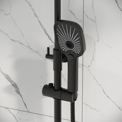 Душевая стойка Pragma 500.K35.03.210 с верхним душем, ручной лейкой и смесителем, черный матовый (500.K35.03.210) Душевая стойка Pragma 500.K35.03.210 с верхним душем, ручной лейкой и смесителем, черный матовый (500.K35.03.210)