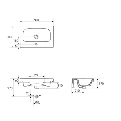 Раковина встраиваемая Cersanit MODUO 60 (S-UM-MOD60/1) Раковина встраиваемая Cersanit MODUO 60 (S-UM-MOD60/1)