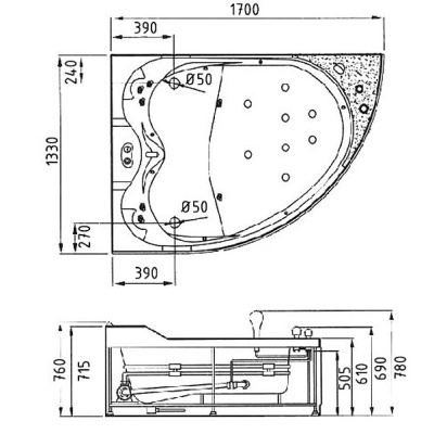 Акриловая ванна Gemy (G9086 K L)