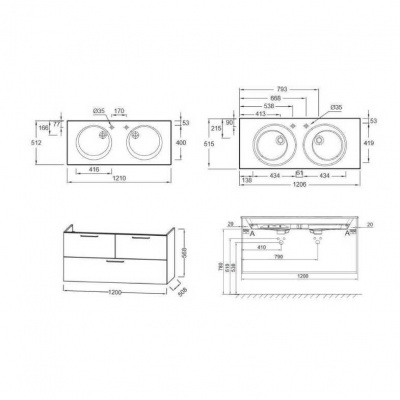 Тумба под раковину Jacob Delafon - Odeon Rive Gauche 120 см (EB2545-R9-N18)