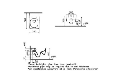 Комплект безободкового унитаза VitrA Metropole, кнопка хром (9820B003-7201)