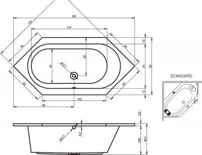 Ванна акриловая RIHO KANSAS (BA9700500000000)