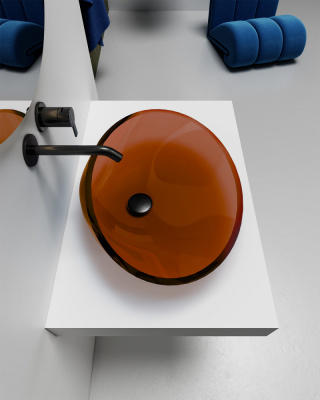 Раковина накладная прозрачная ABBER Kristall коричневая (AT2812Opal)