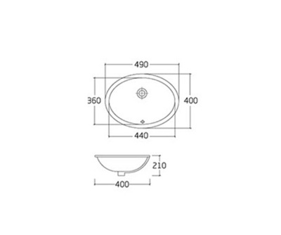 Раковина встраиваемая под столешницу Alsace 490x400x210 (1707)