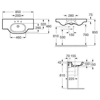 Раковина настенная Roca - Meridian 85x46 (32724D000)