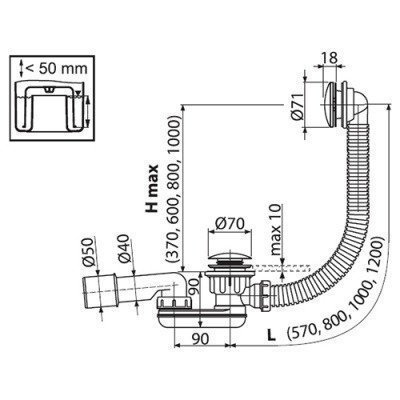 Слив-перелив полуавтоматический Alcaplast (A507KM) Слив-перелив полуавтоматический Alcaplast (A507KM)