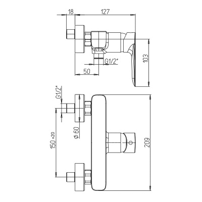 Смеситель 
для душа Paini Nove (09CR511)