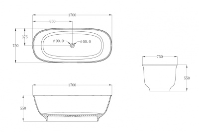 Прозрачная ванна ABBER Kristall коричневая (AT9707Opal)