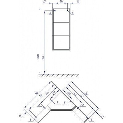 Боковой модуль зеркального шкафа - Кантара (1A205802ANW70)