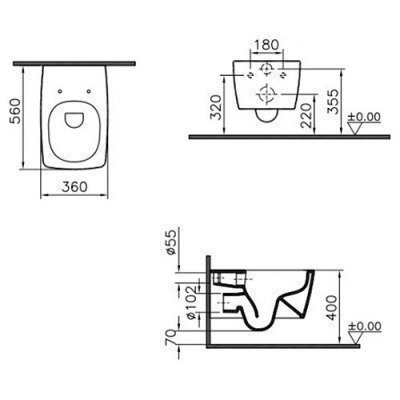 Унитаз подвесной безободковый Vitra - Metropole 56x36 (7672B003-0075) Унитаз подвесной безободковый Vitra - Metropole 56x36 (7672B003-0075)