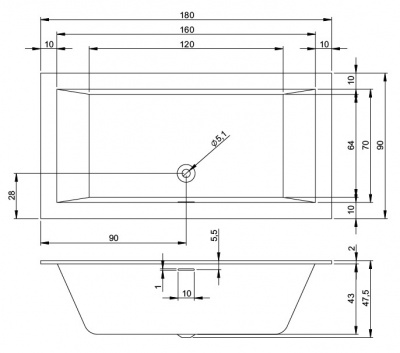 Ванна акриловая RIHO RETHING CUBIC 180x90 (BR0900500000000)