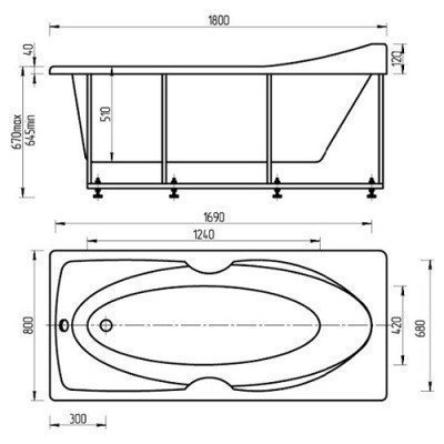 Ванна акриловая Aquatek - Европа 180x80 (EVR180-0000041)