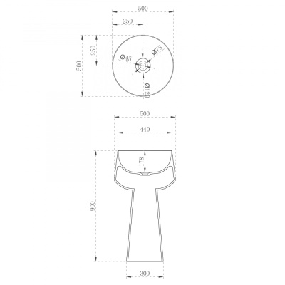 Раковина отдельностоящая прозрачная ABBER Kristall белый/черный (AT2706White-Onyx)