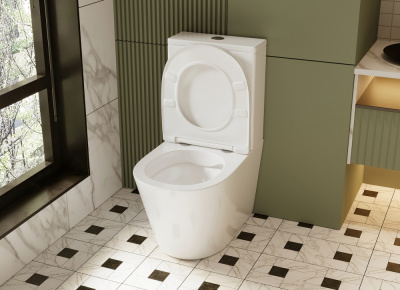 Унитаз ABBER Bequem компакт белый, безободковый (AC1112)