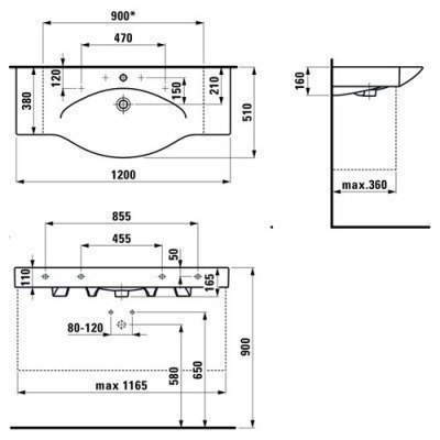Раковина накладная Laufen - Palace 120x51 (8.1170.4.000.108.1)