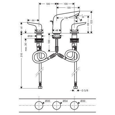 Смеситель для раковины Hansgrohe - Novus (71140000)