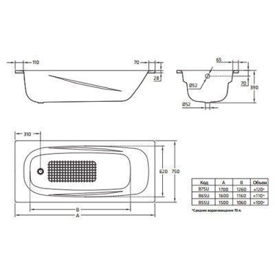 Ванна стальная BLB - Universal Anatomica 170x75 (B75US2001) Ванна стальная BLB - Universal Anatomica 170x75 (B75US2001)